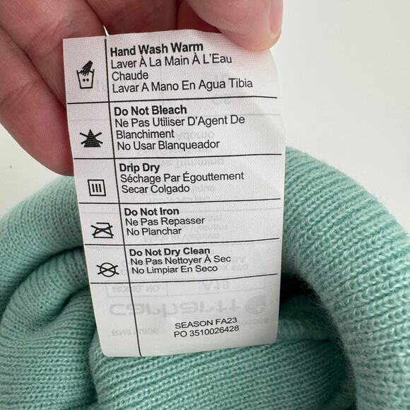 Carhartt A18 Knit Cuffed Beanie Mint Green Acrylic Hat Workwear Streetwear - Picture 5 of 5